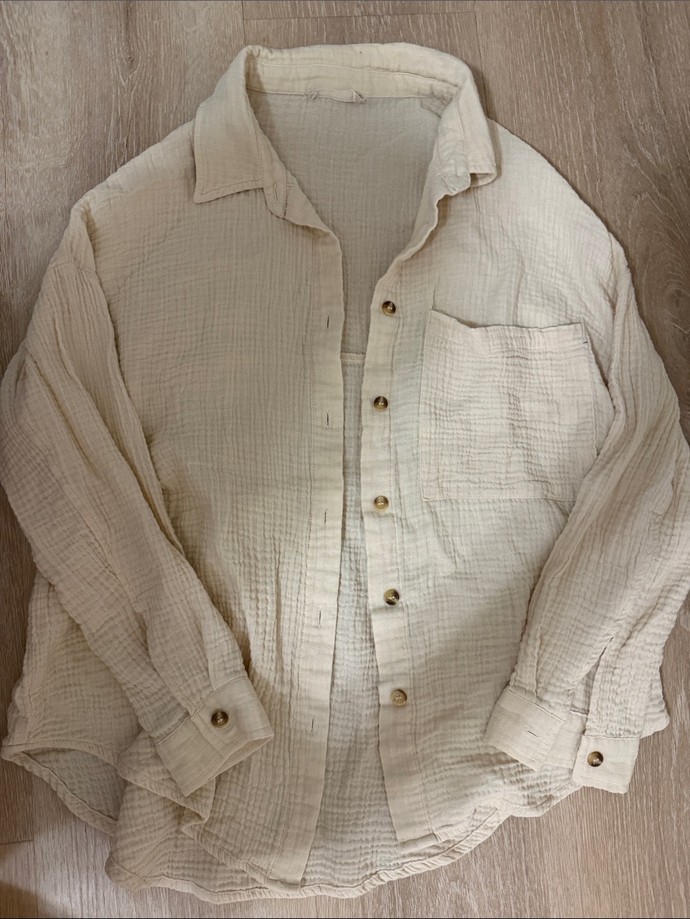 Altar'd State Cream Lightweight Gauze Swim Coverup Shirt